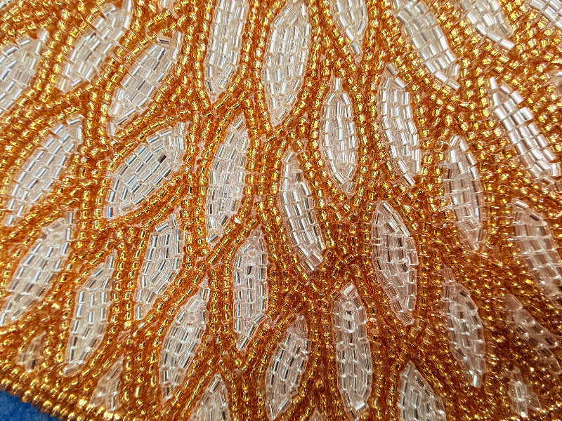 Gold & Ivory Beaded Placemat – 13" | Handmade Luxury
