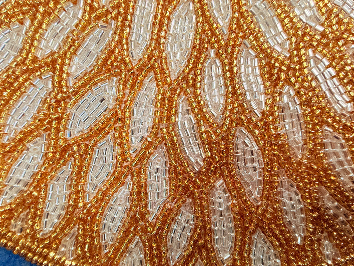 Gold & Ivory Beaded Placemat – 13" | Handmade Luxury