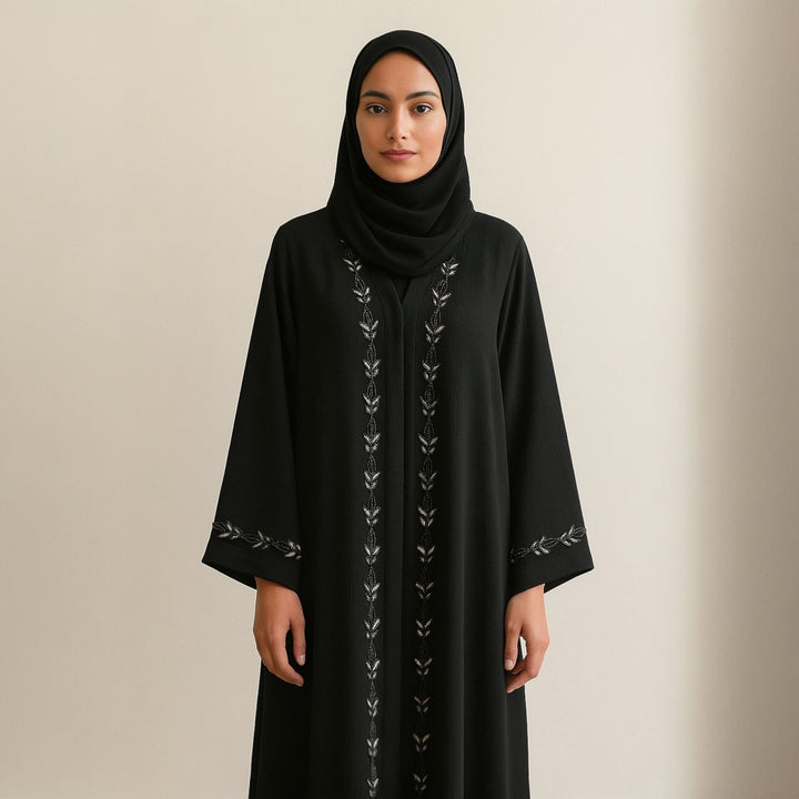 RTFACTS Women’s Abaya – Front Handwork Beaded Modest Dress
