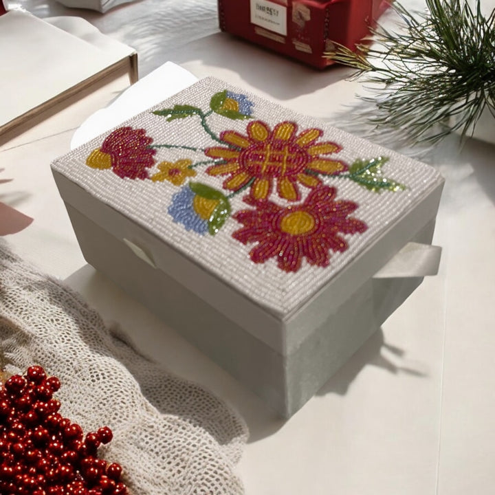 Decorative Beaded Jewelry Box