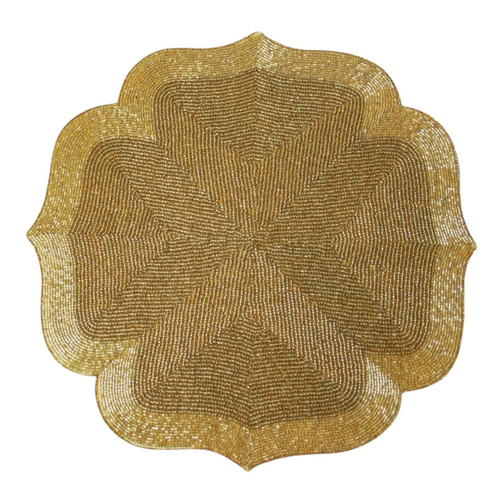 Golden Beaded Placemat – 13” Table Accent