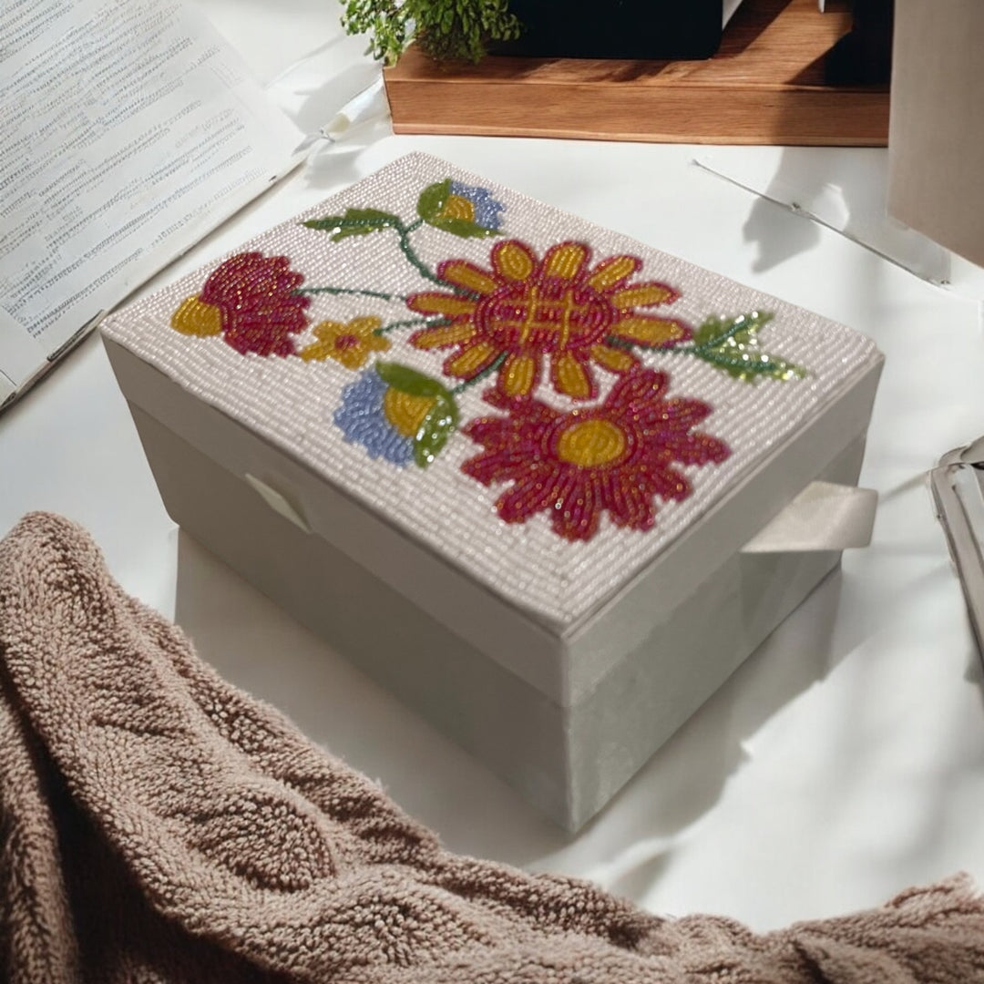 Decorative Beaded Jewelry Box