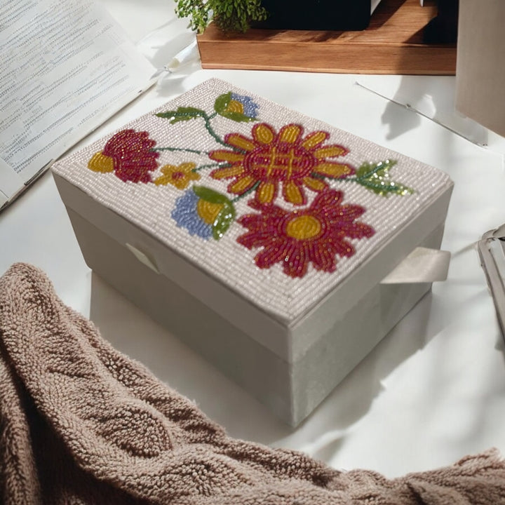 Decorative Beaded Jewelry Box