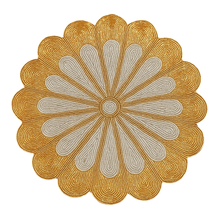 Gold Beaded Decorative Table Mat – Ideal for Weddings & Festive Décor