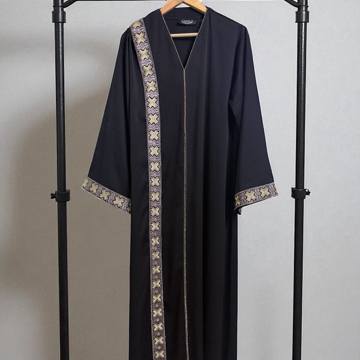 Hand embroidery Front open abaya