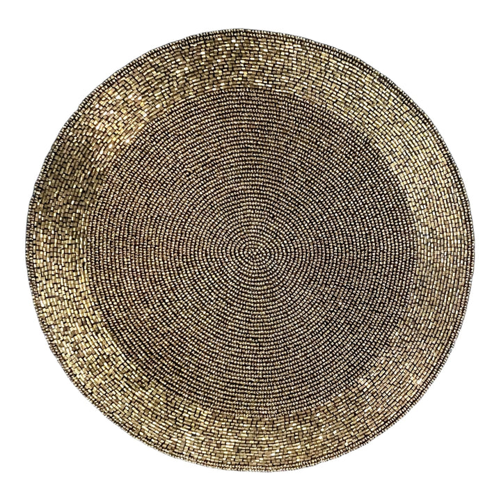 Metallic Gold Beaded Placemat – 13” Table Decor Accent