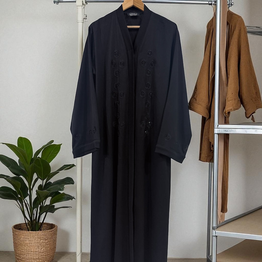 RTFACTS Abaya – Beaded & Embroidered Front Handwork