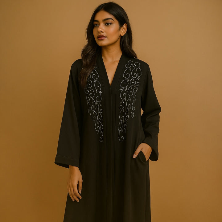 Premium Front Open Abaya with Handwork Detailing – Party & Casual Modest Fashion