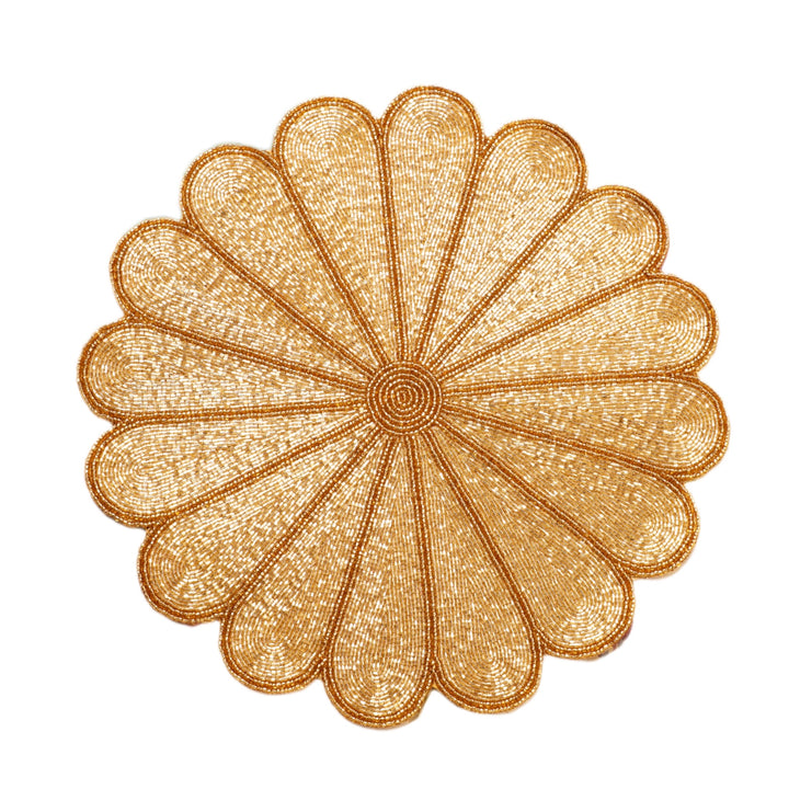 Ivory Flower Beaded Placemat – 13” Handmade Table Decor