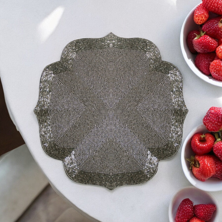 Golden Beaded Placemat – 13” Table Accent