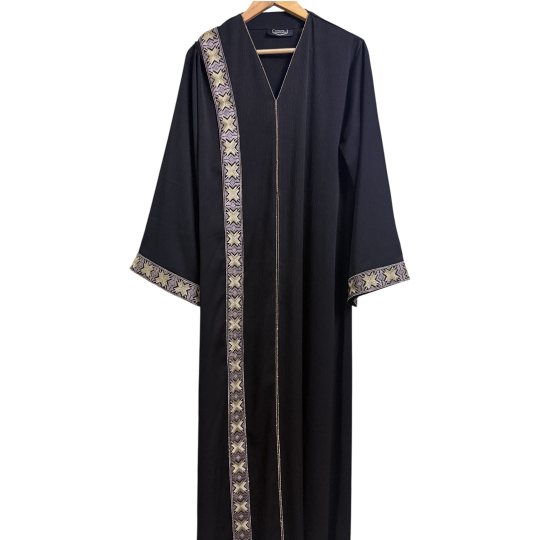 Hand embroidery Front open abaya