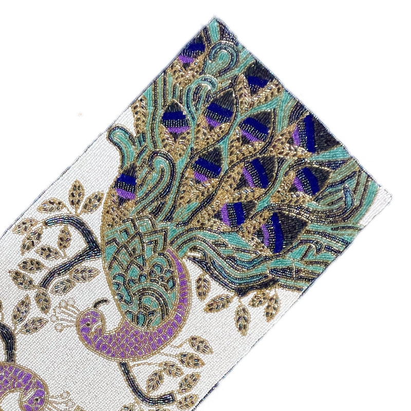 Peacock Beaded Table Runner – Handcrafted & Elegant Decor