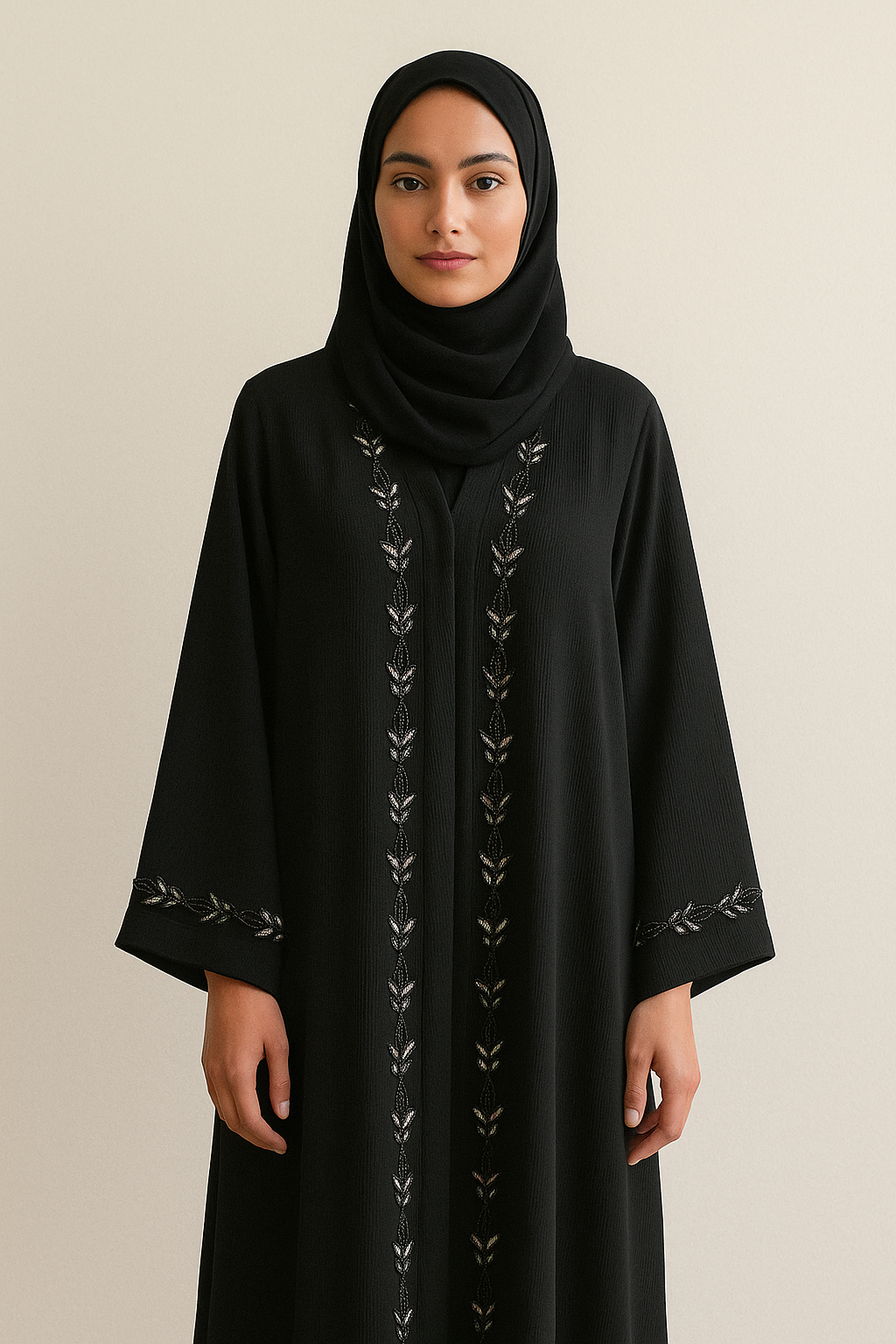 RTFACTS Women’s Abaya – Front Handwork Beaded Modest Dress