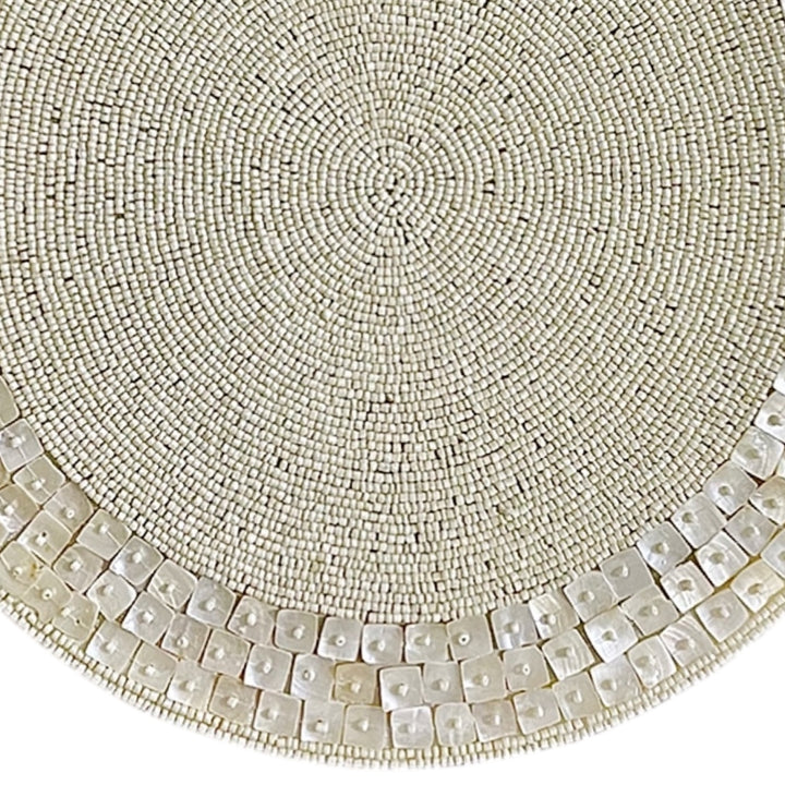 Shell Beaded Placemat – Handmade 13” Table Decor