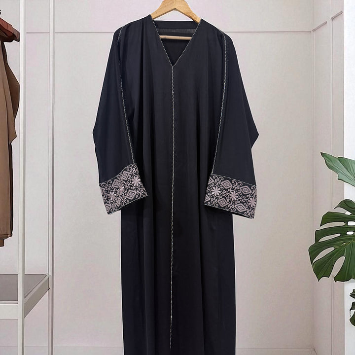 RTFACTS Classic Abaya – Front Hand Embroidered Modest Gown