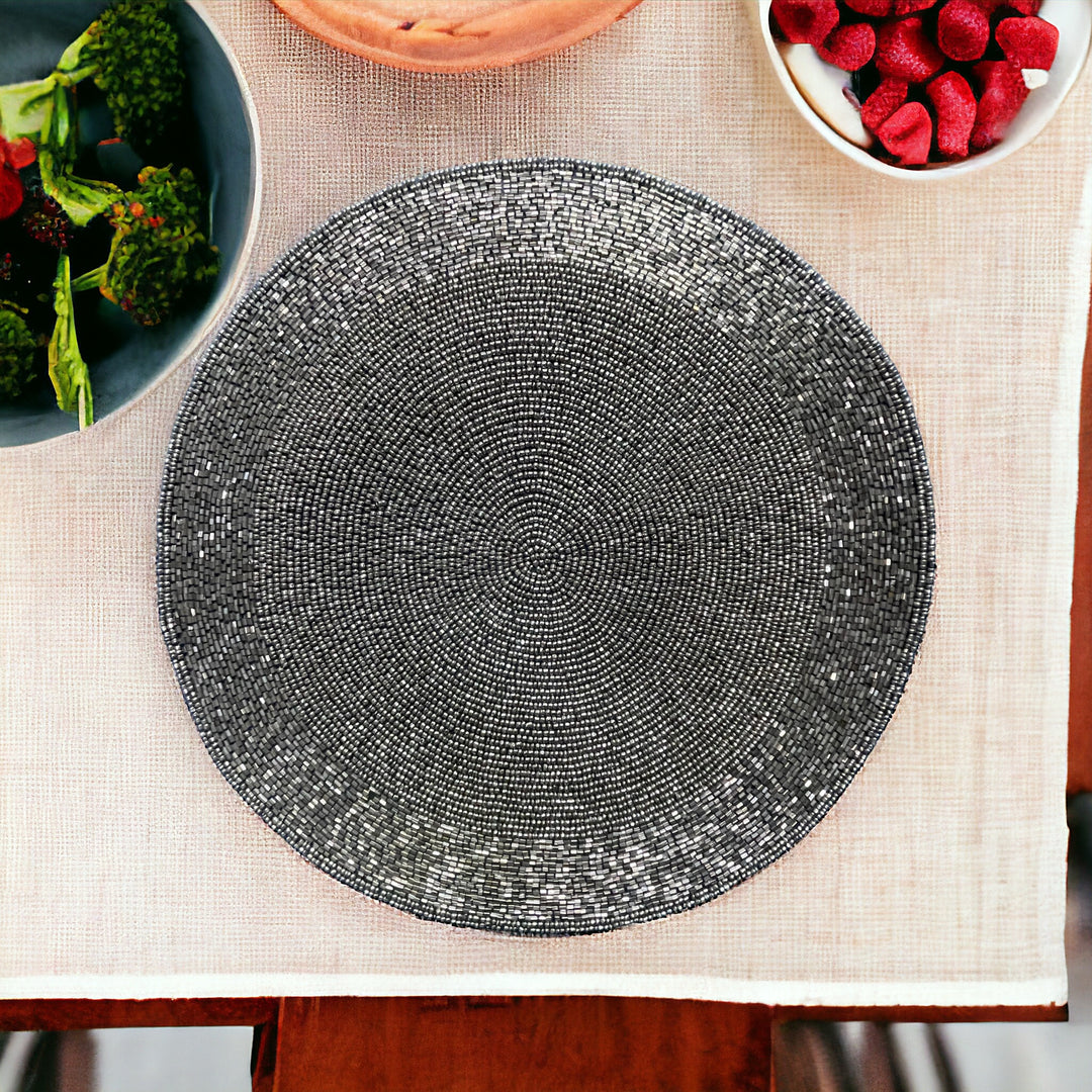 Mercury Beaded Placemat 13” – Handmade Table Decor