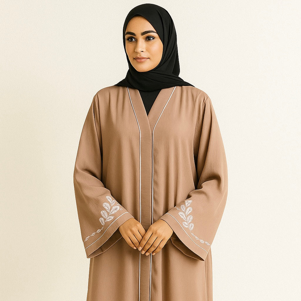 RTFACTS Stylish Abaya – Front Embroidered Handwork Sleeves