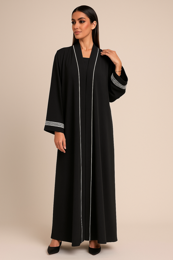 Sleeve Work Abaya with Hand Embroidery – RTFACTS Islamic Modest Wear