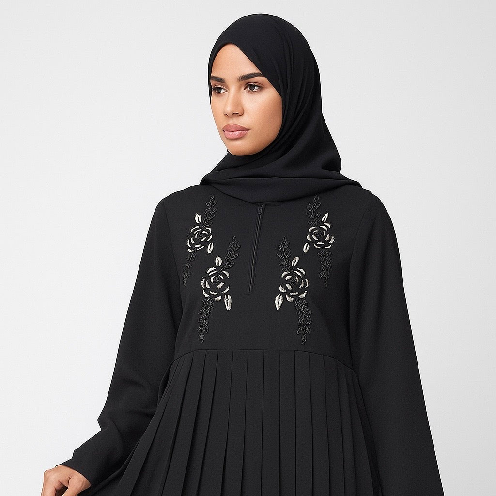 Pleated Abaya Burqa with Handwork – Modest Luxury Wear | RTFACTS