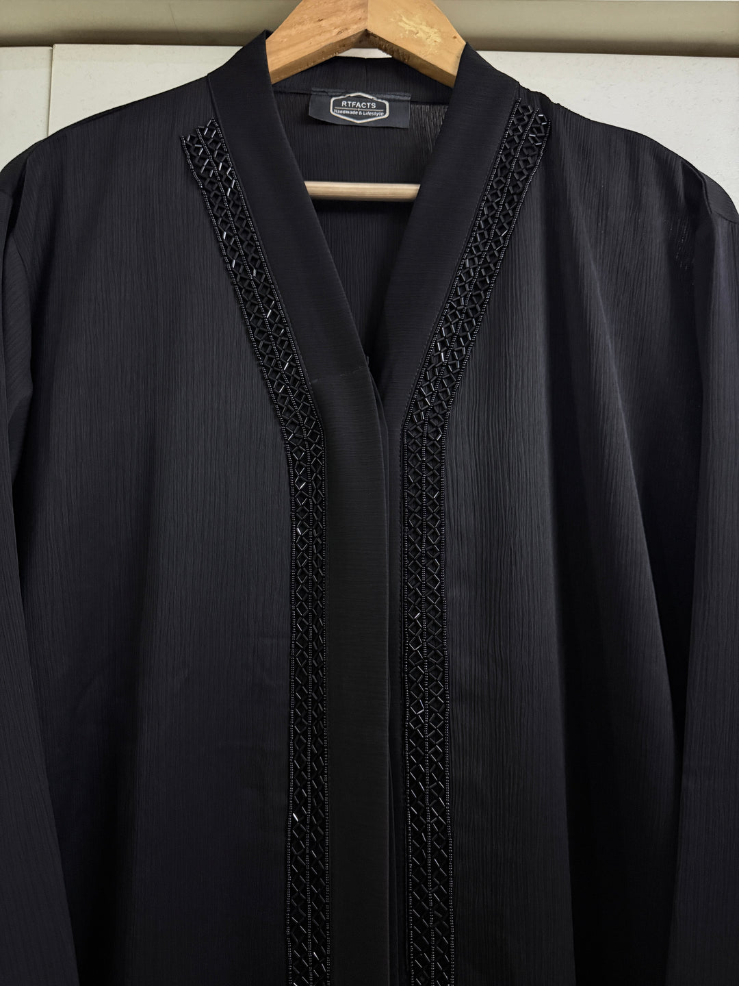 RTFACTS Modern Abaya – Elegant Front Handwork Beads Design