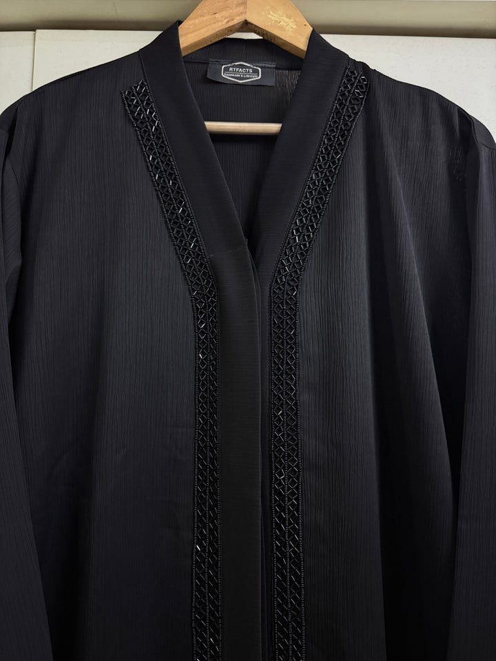 RTFACTS Modern Abaya – Elegant Front Handwork Beads Design