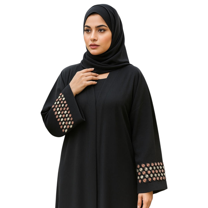 Imported Zoom Fabric Abaya with Handwork Sleeves – RTFACTS