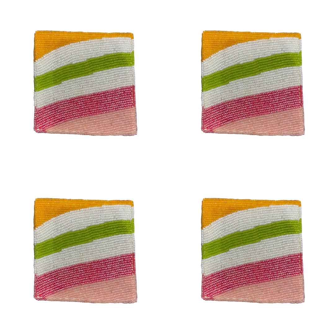 Colorful beaded coaster