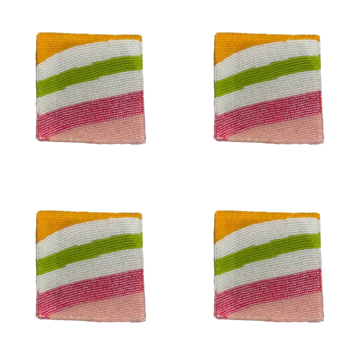 Colorful beaded coaster