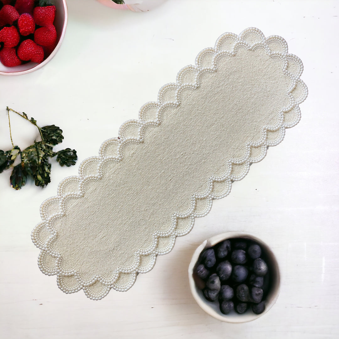 Peacock Beaded Table Runner – Handcrafted & Elegant Decor