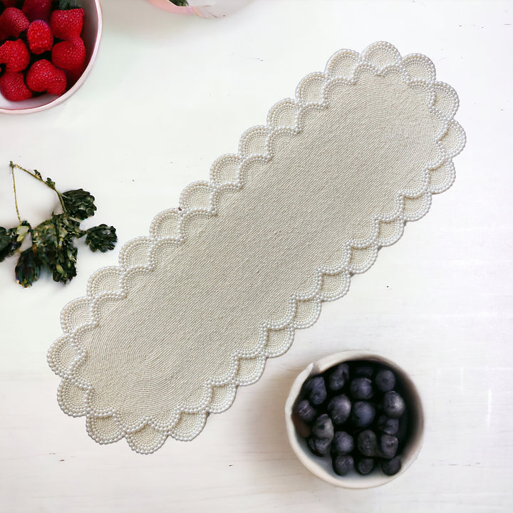 Peacock Beaded Table Runner – Handcrafted & Elegant Decor