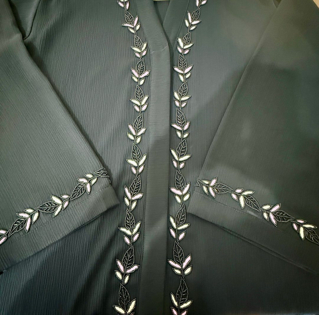 RTFACTS Women’s Abaya – Front Handwork Beaded Modest Dress