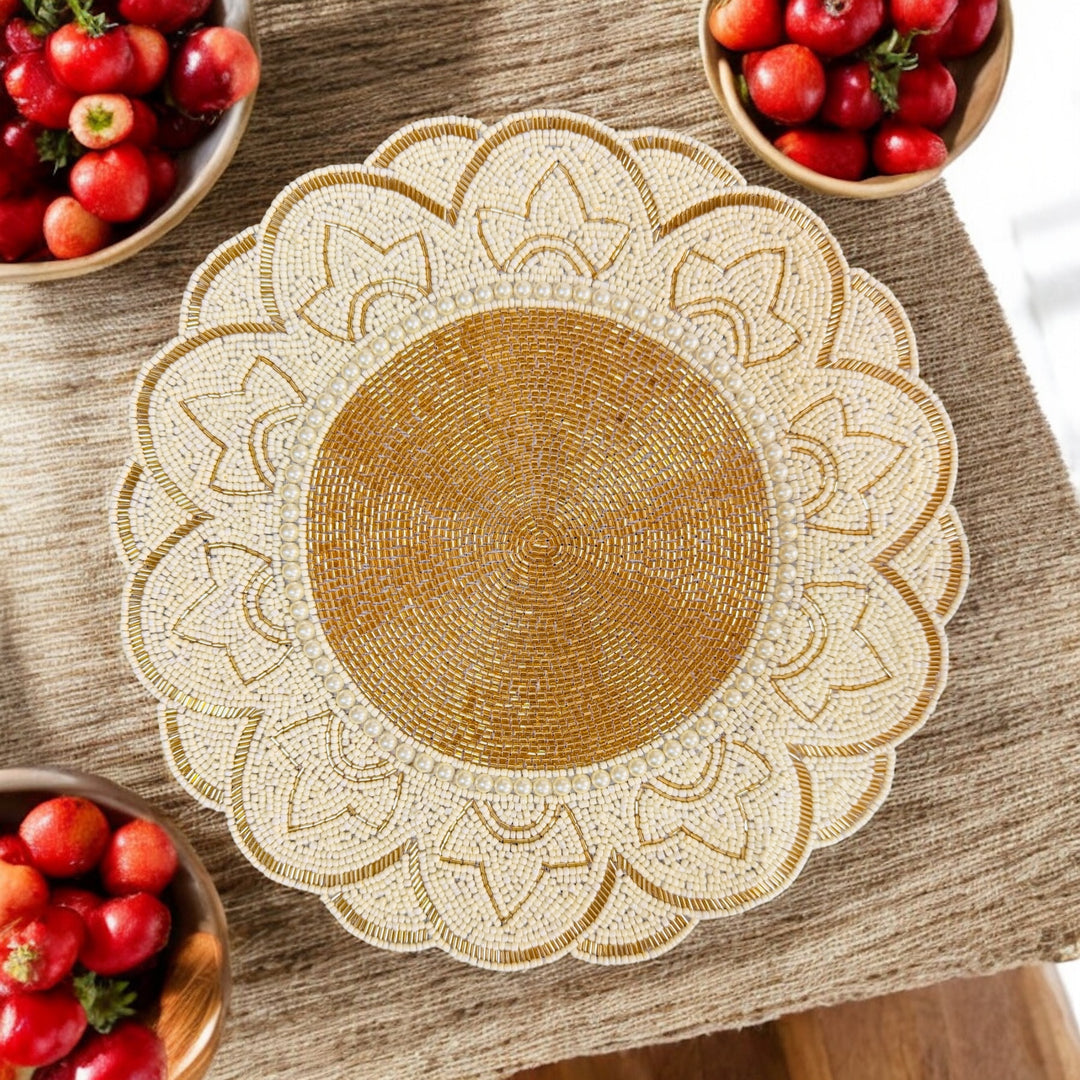 Beaded placemat for festive decor