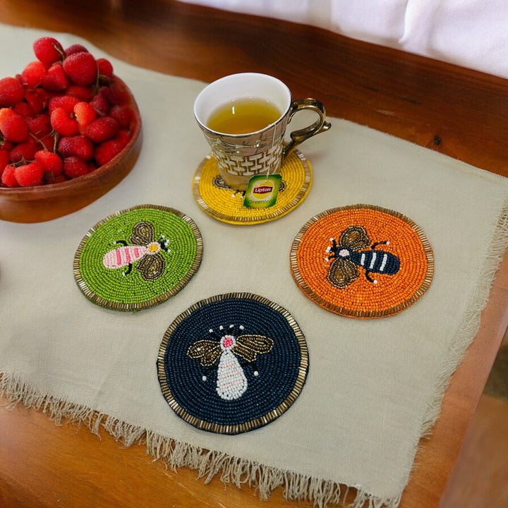 Honeybee Beaded Handmade Coaster Set – RTFACTS Nature Decor
