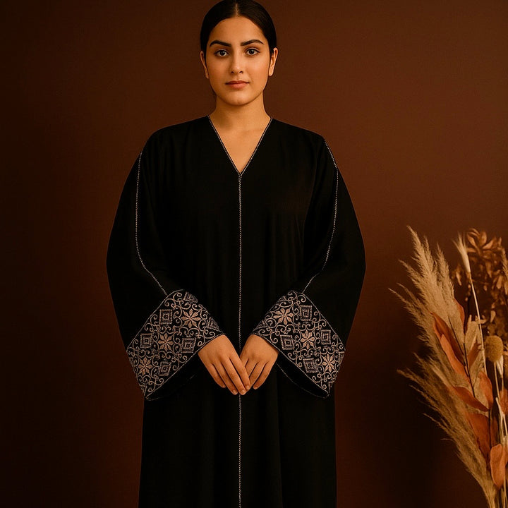RTFACTS Classic Abaya – Front Hand Embroidered Modest Gown