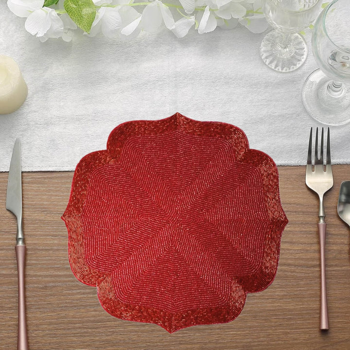 Golden Beaded Placemat – 13” Table Accent