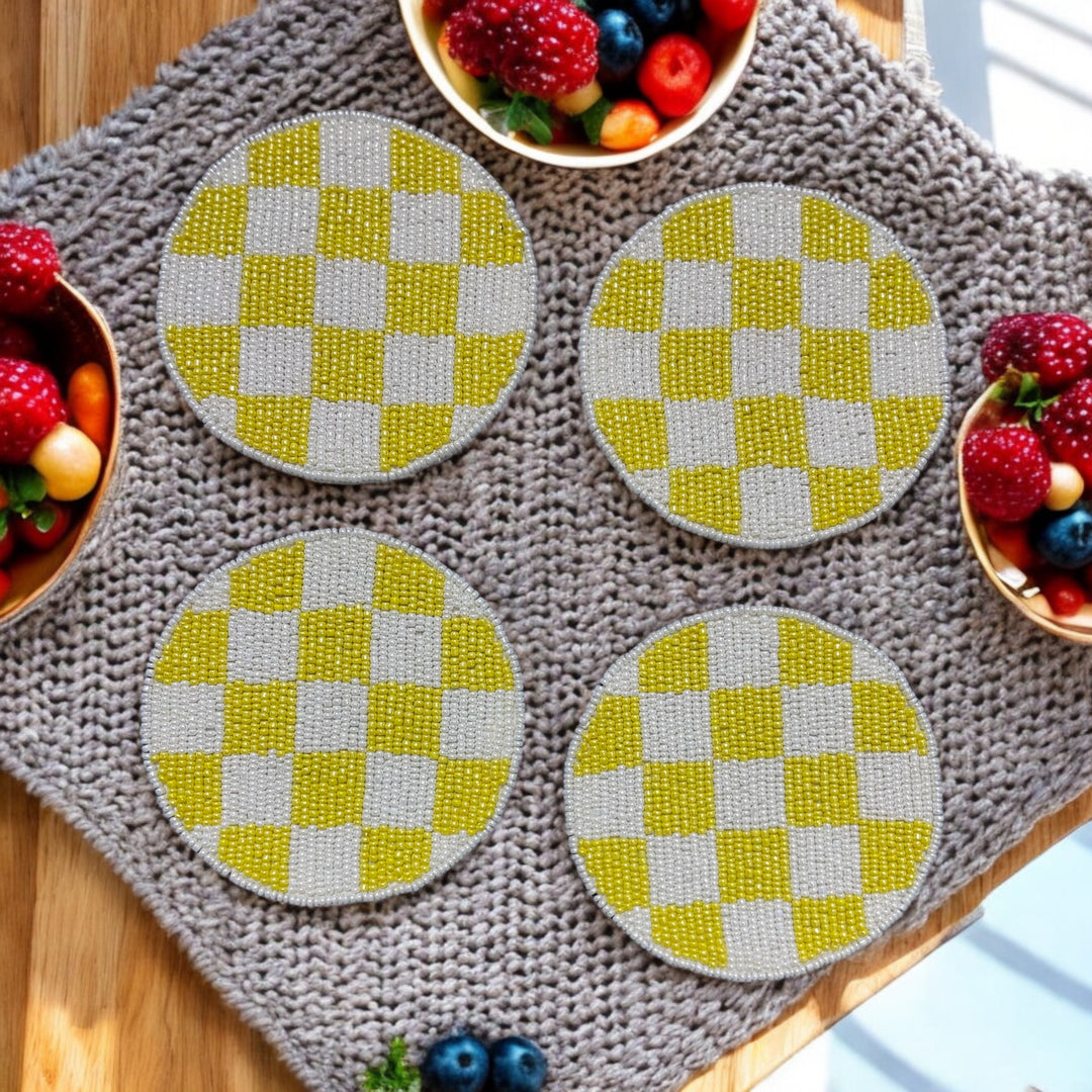 checkered table coasters