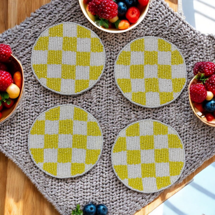 checkered table coasters