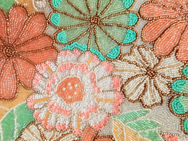 Handmade Beaded Table Runner with Floral Design – Elegant Dining Décor