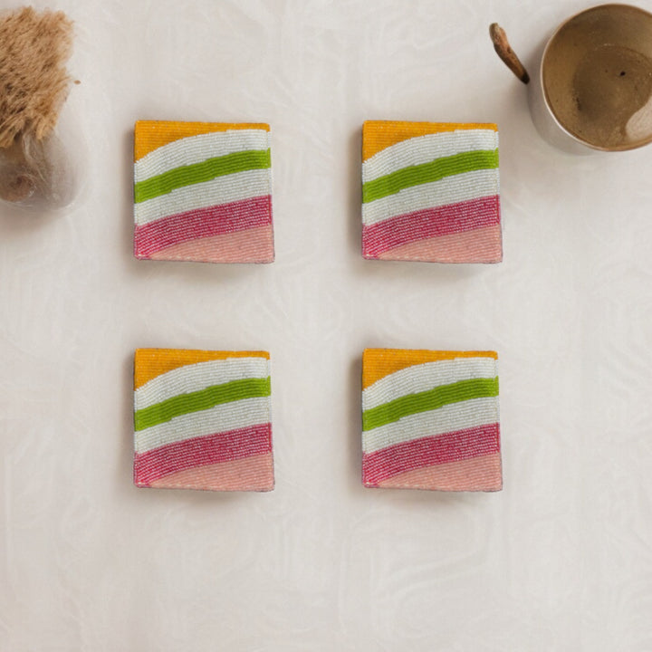 Colorful beaded coaster
