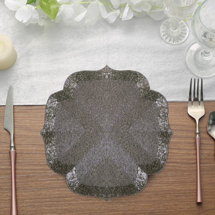 Mercury Beaded Placemat 13” – Handmade Table Decor
