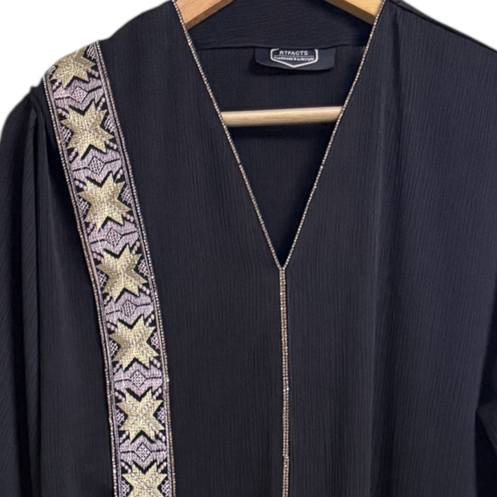Hand embroidery Front open abaya