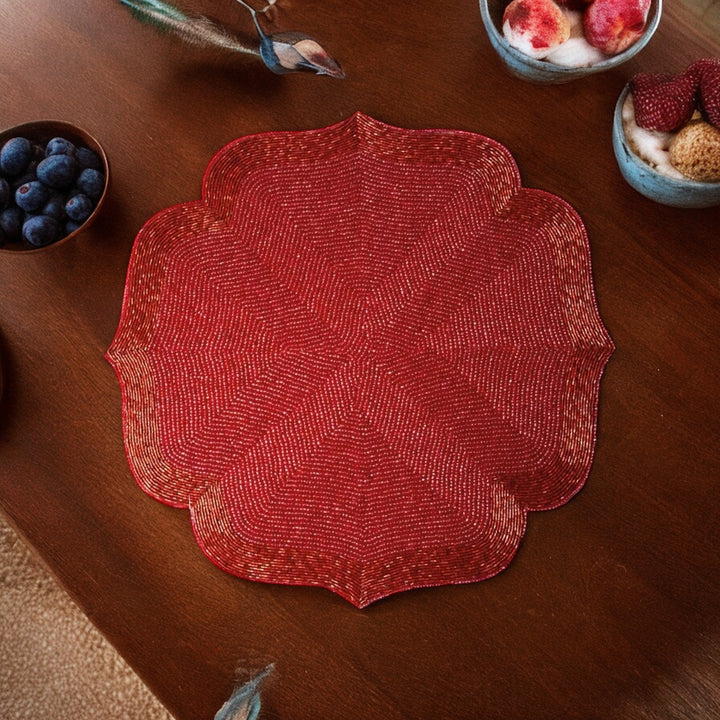 Golden Beaded Placemat – 13” Table Accent
