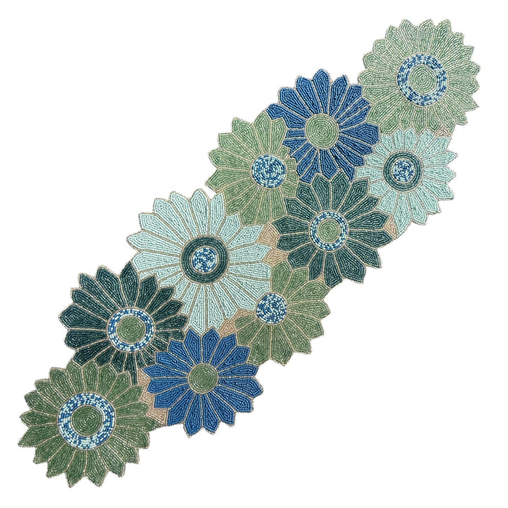 Decorative Beaded Runner with Sunflowers – Handmade Centerpiece for Living & Dining