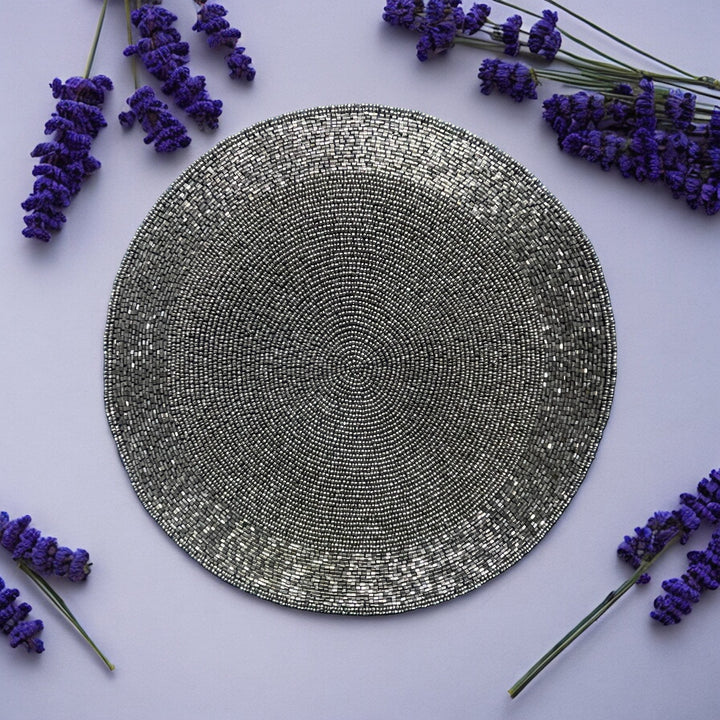 Mercury Beaded Placemat 13” – Handmade Table Decor