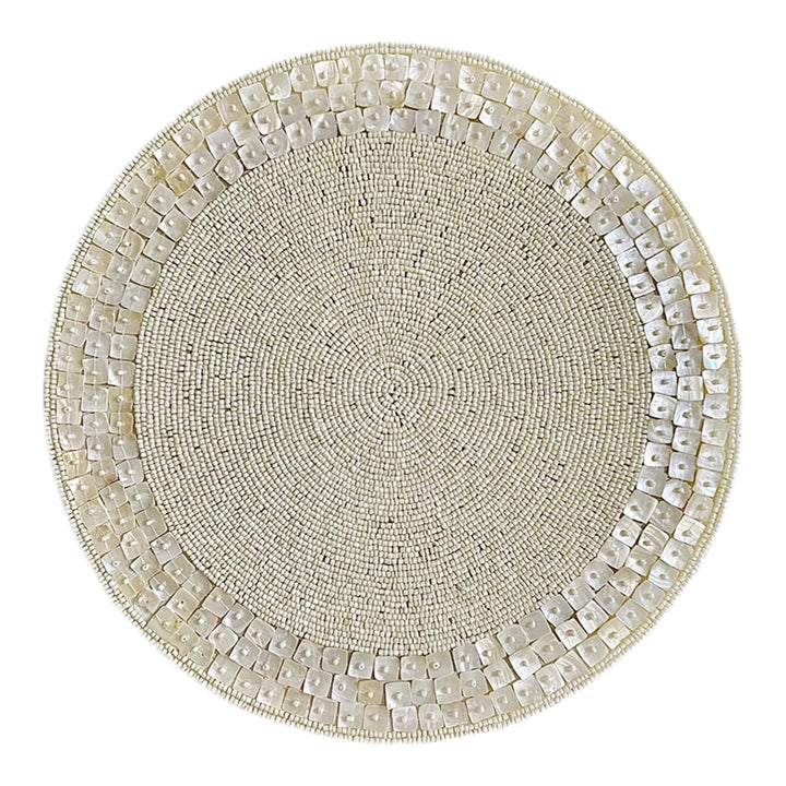 Shell Beaded Placemat – Handmade 13” Table Decor