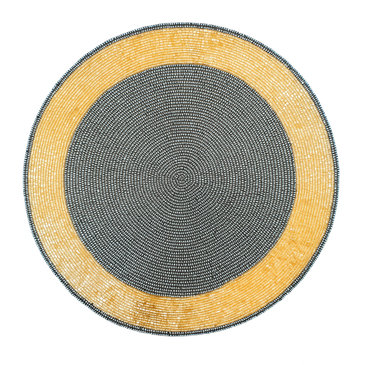 Gold & Mercury Beaded Placemat – 13” Luxury Table Decor