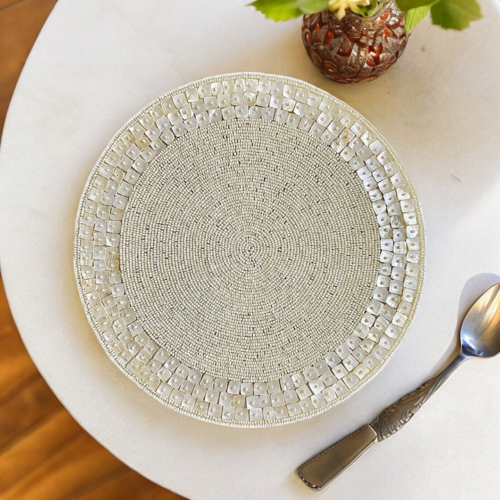 Shell Beaded Placemat – Handmade 13” Table Decor