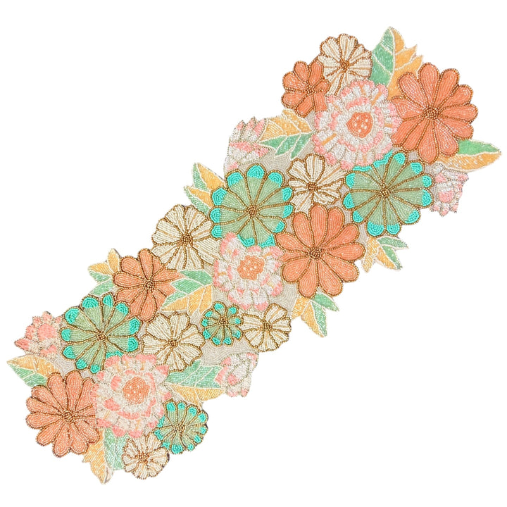 Handmade Beaded Table Runner with Floral Design – Elegant Dining Décor