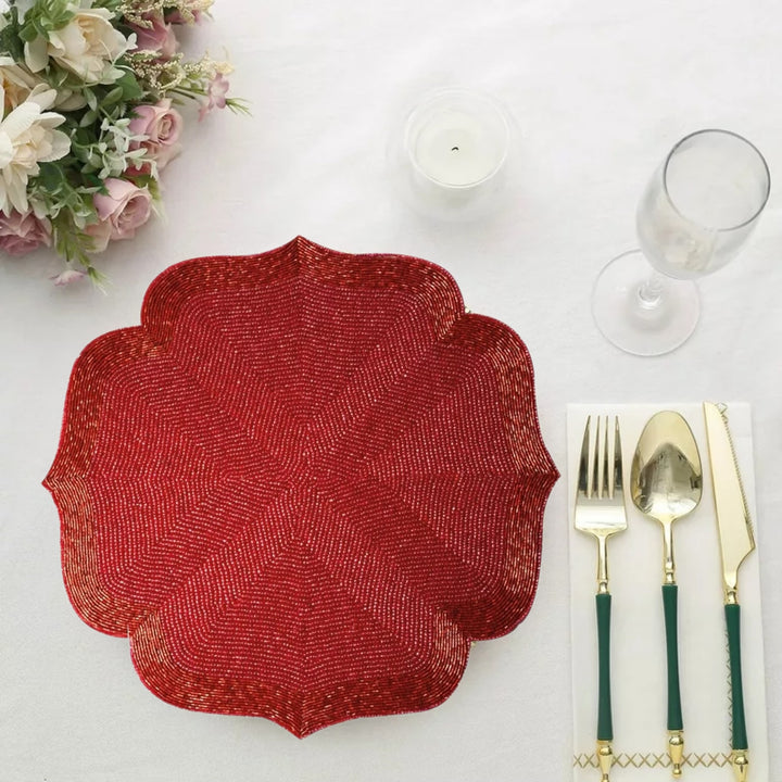 Golden Beaded Placemat – 13” Table Accent