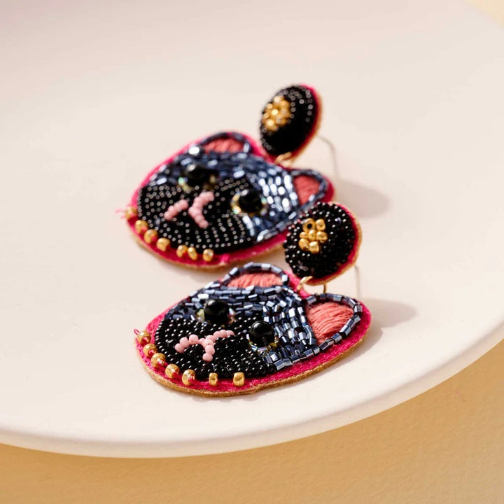 Cat Beaded Earrings